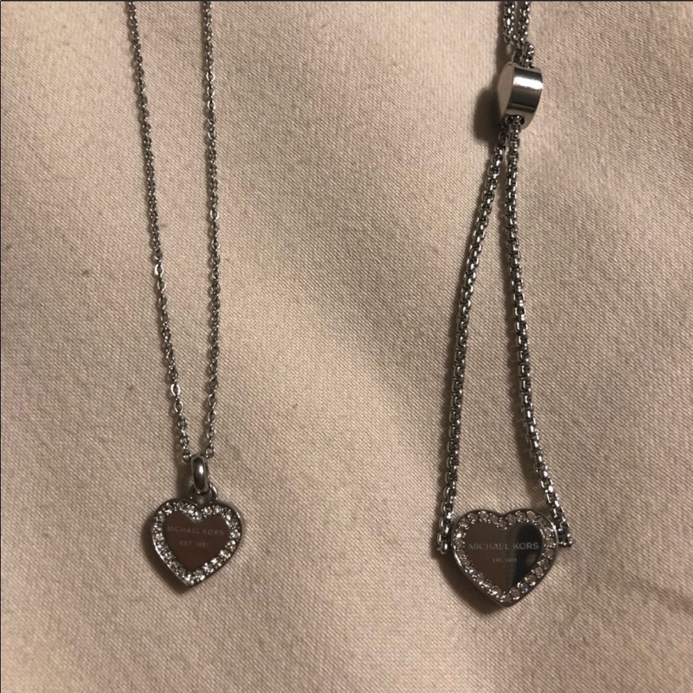 Michael Kors heart pendant necklace and bracelet